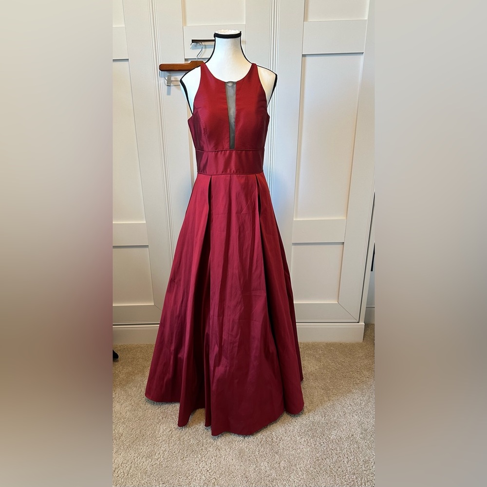 Aiden Maddox Sleeveless Illusion Taffeta Gown - Size 6